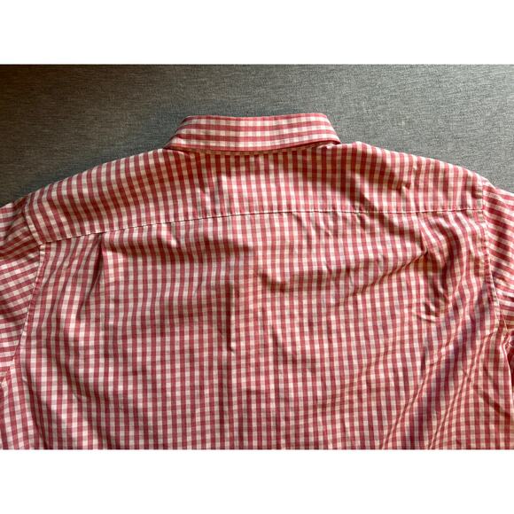 LL Bean Men's Large Red White Check Long Sleeve Button Down Shirt Front Pocket - Picture 4 of 9